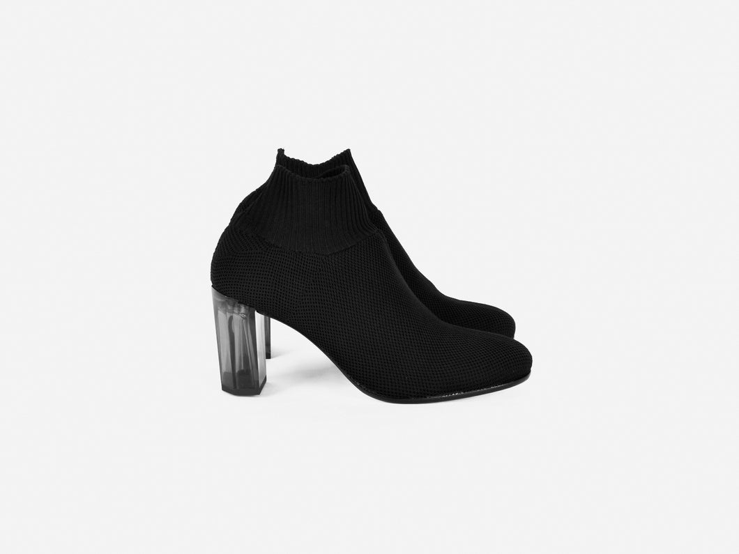 pregis fee black sock contemporary mid heel designed in London made in portugal