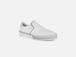 pregis lang white leather cupsole sneakers designed in London