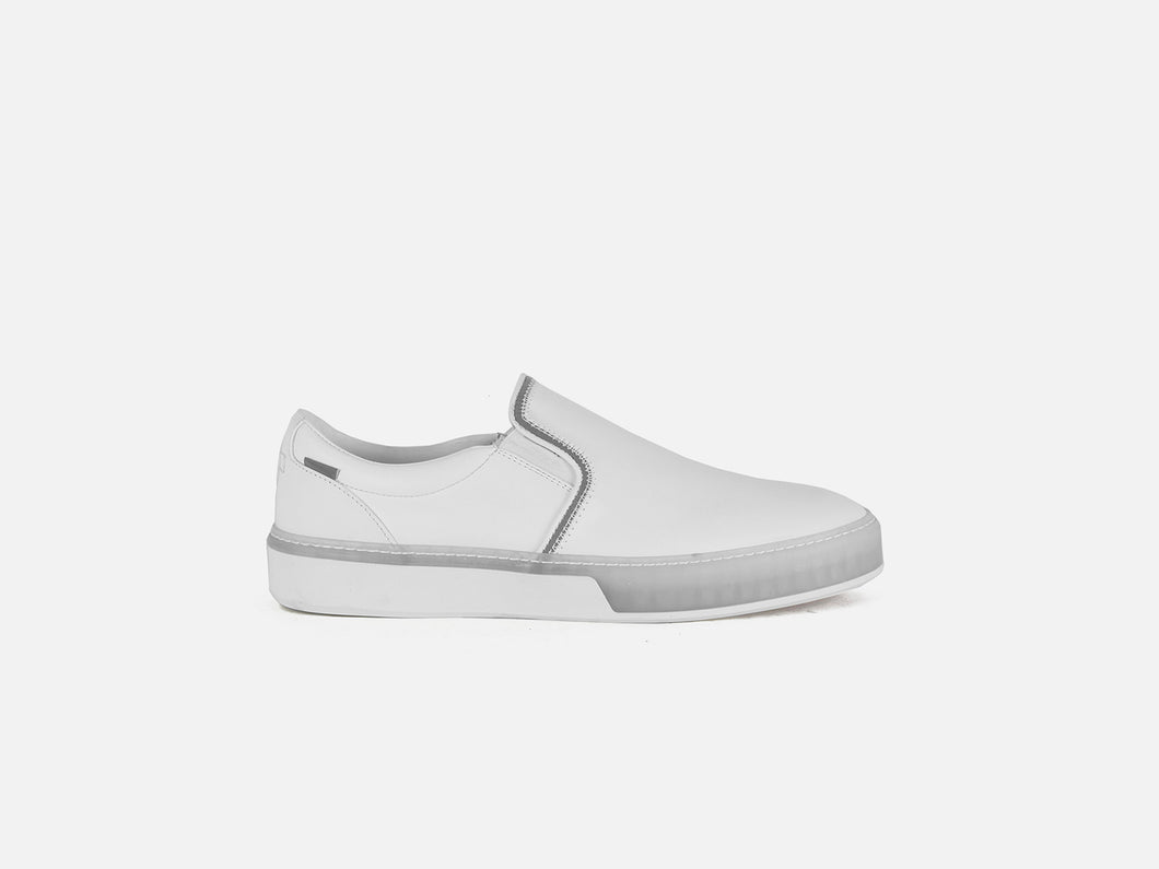 pregis lang white leather cupsole sneakers designed in London