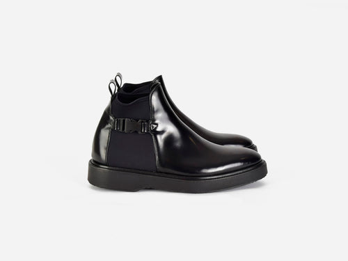 pregis shay black leather chelsea boot made in Portugal